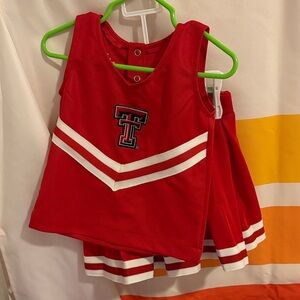 Texas Tech Red Cheerleader Kids Top and skirt with under shorts